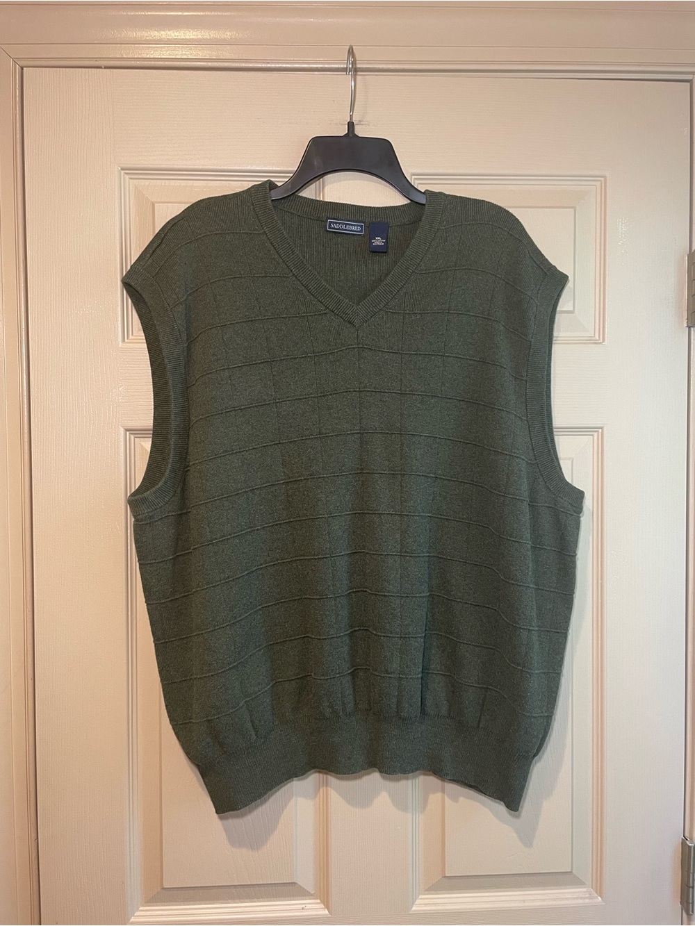 Saddlebred Men’s Olive Green V-Neck 100% Cotton Sweater Vest, Size XXL